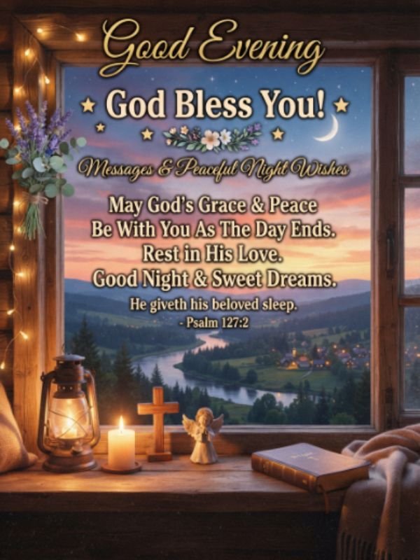 Good Evening, God Bless You Messages, and Peaceful Night Wishes