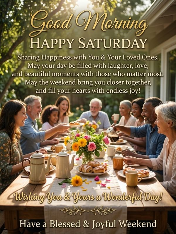 Beautiful Good morning Saturday wishes to share Happiness with Loved ones